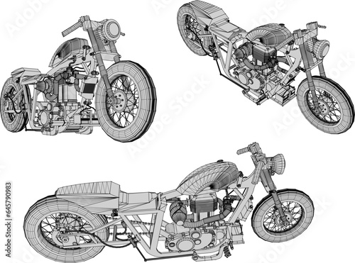 Vector sketch illustration of classic old retro racing bike design for racer collection stash