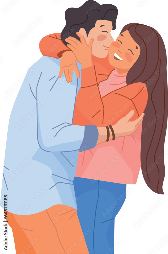 Obraz premium Laughing couple hugging. Happy lovers. Romantic relationship
