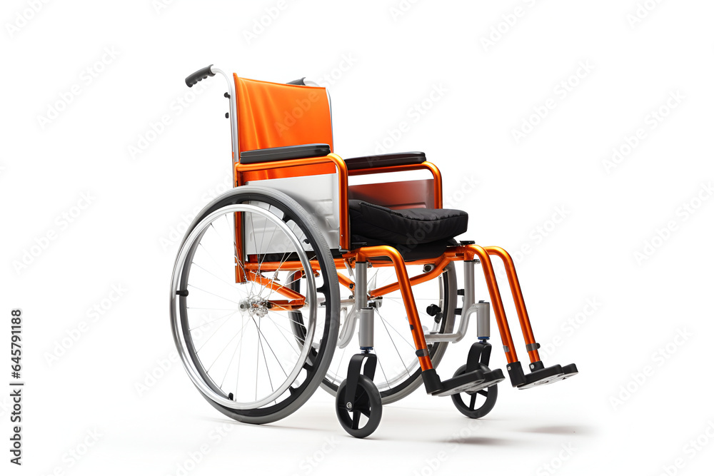 Fototapeta premium Light manual wheelchair on white background, generative AI