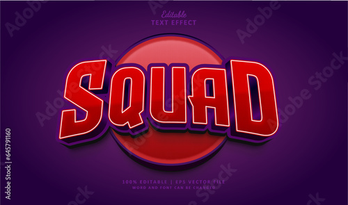 Squad text effect style. Editable text effect style esport gaming 3d logo esport badge.