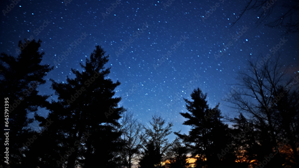 Night Sky with Stars and Silhouetted Trees