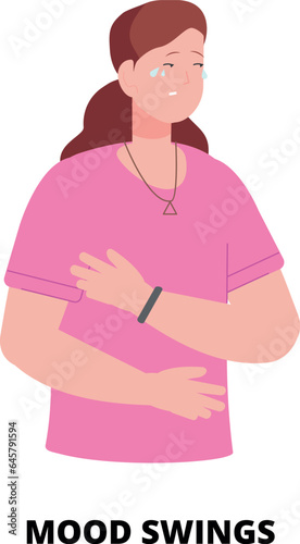 Mood swings. Woman with emotion change. Psychological problem
