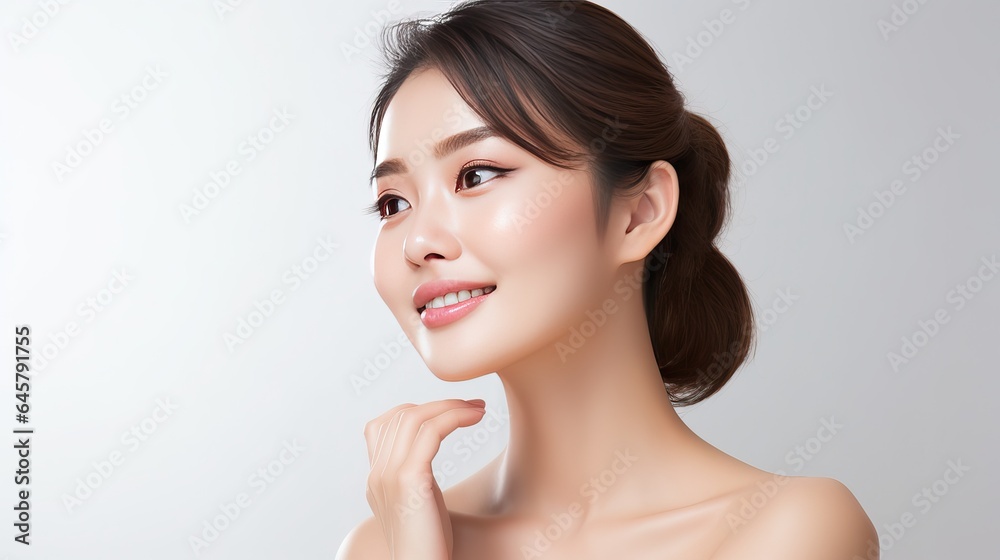 Beautiful asia woman, model for facial banner product Beautiful asia woman, model for facial banner product
