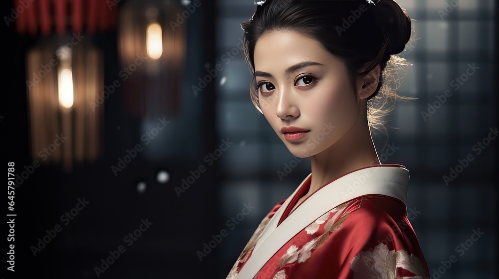 Beautiful japanese model portrait with tradition costume Beautiful japanese model portrait with tradition costume