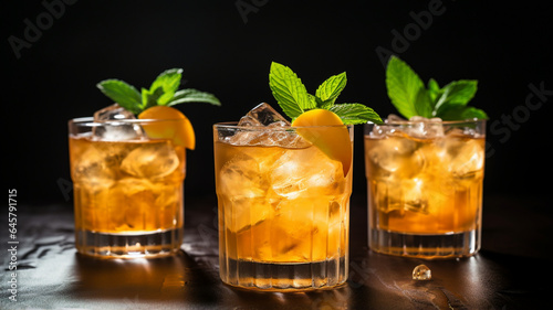 Bourbon Peach Smash Cocktails with Mint