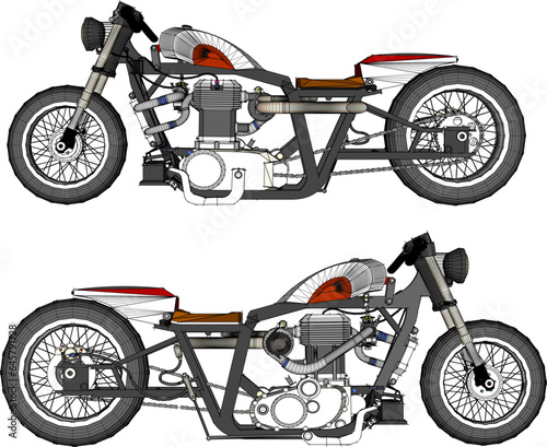 Vector sketch illustration of classic old retro racing bike design for racer collection stash