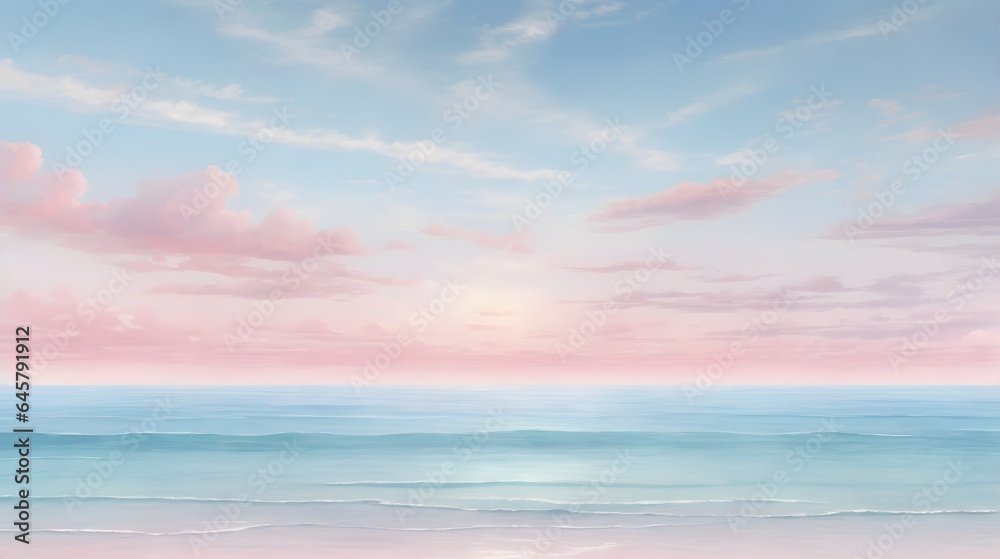 Obraz premium View Of The Sea Horizon And Serene Ocean Sky Background Beach Sky Wallpaper Ocean Horizon Sky Over Ocean Calm Seascape With Sky Ai Generative