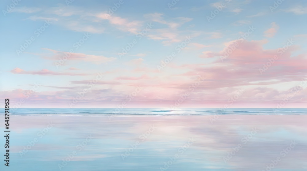 Obraz premium View Of The Sea Horizon And Serene Ocean Sky Background Beach Sky Wallpaper Ocean Horizon Sky Over Ocean Calm Seascape With Sky Ai Generative
