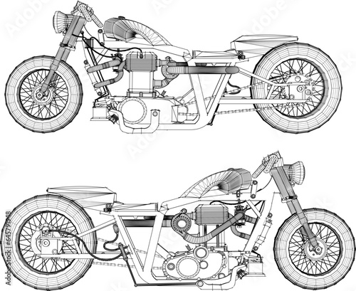 Vector sketch illustration of classic old retro racing bike design for racer collection stash