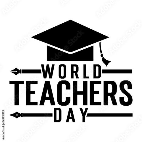 Happy teacher's day with graduation cap vector illustration.