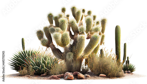 Saguaro cactus, Carnegiea gigantea, Iconic desert plant of the Southwest. 3d render, transparent background, png cutout photo