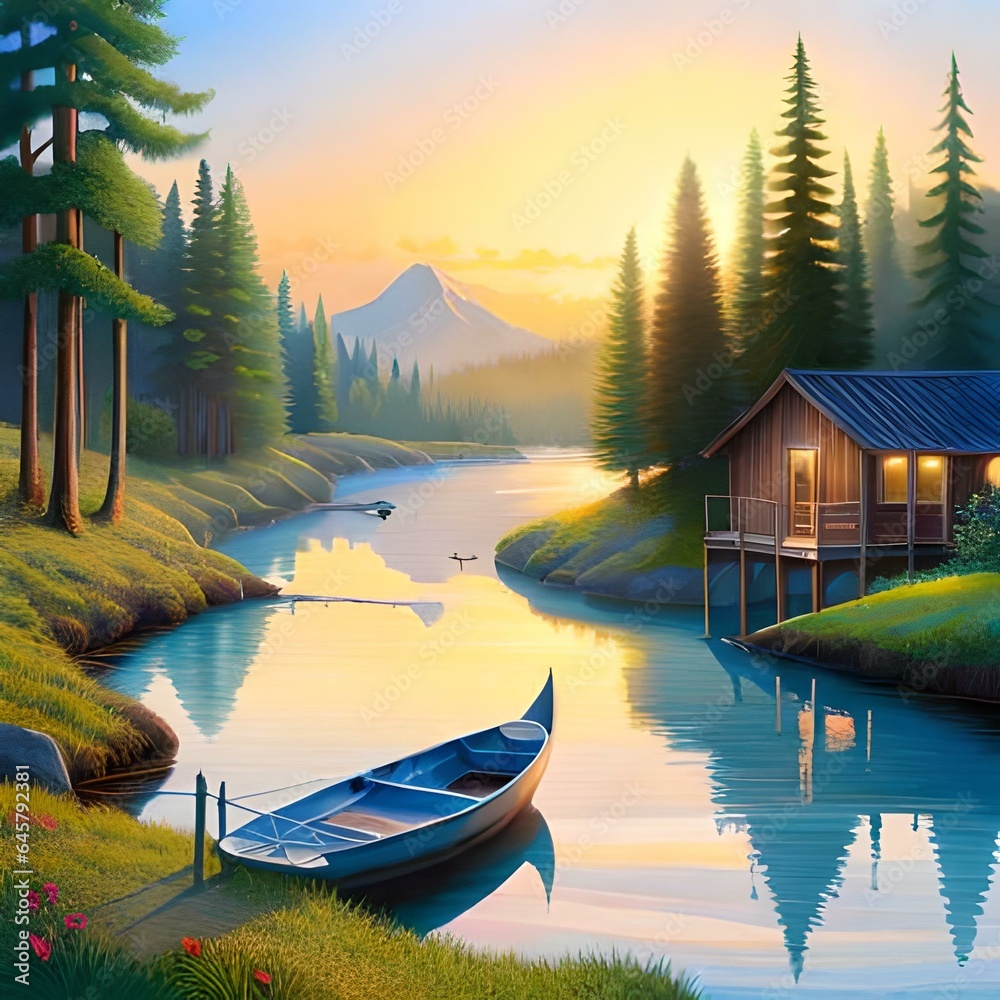 Fototapeta premium boat on the lake