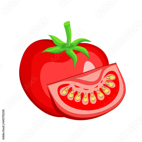 red juicy tomato vegetable cartoon style