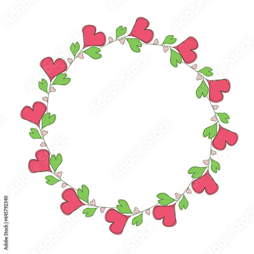 abstract heart shape flower round frame