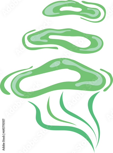 Green steam smoking. Cartoon poison. Smelly gas
