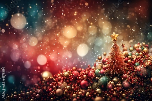 Abstract Defocused Christmas Background with trees and decorations