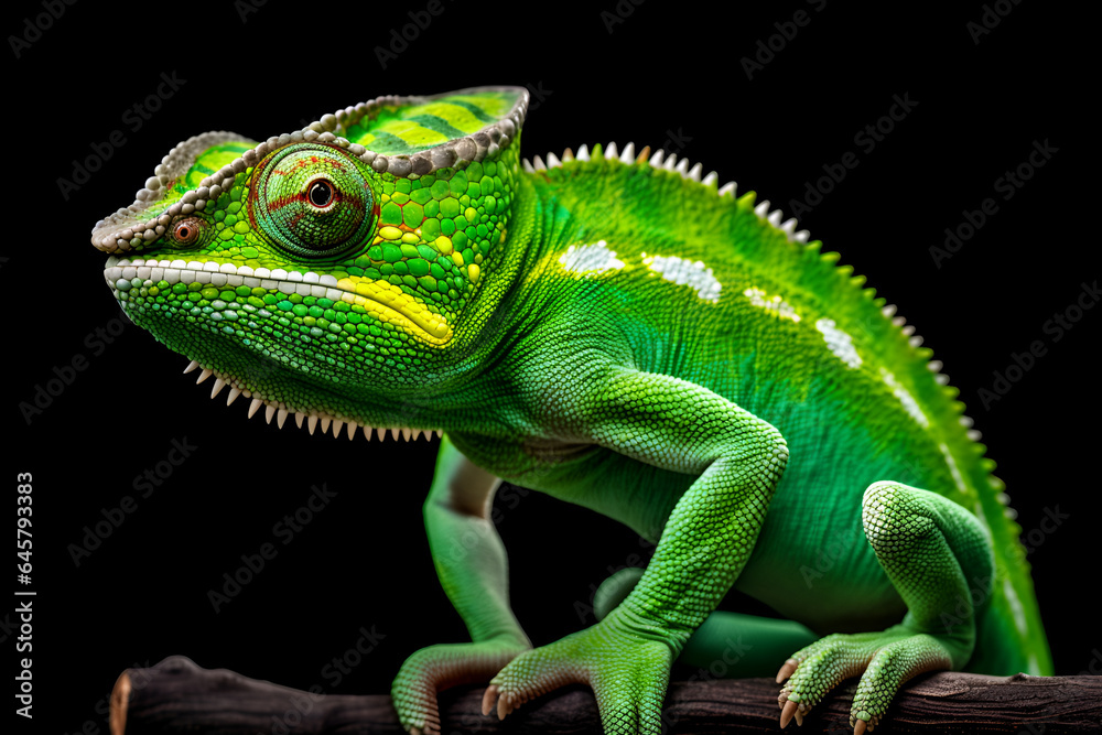 Veiled Chameleon walking. Generative AI