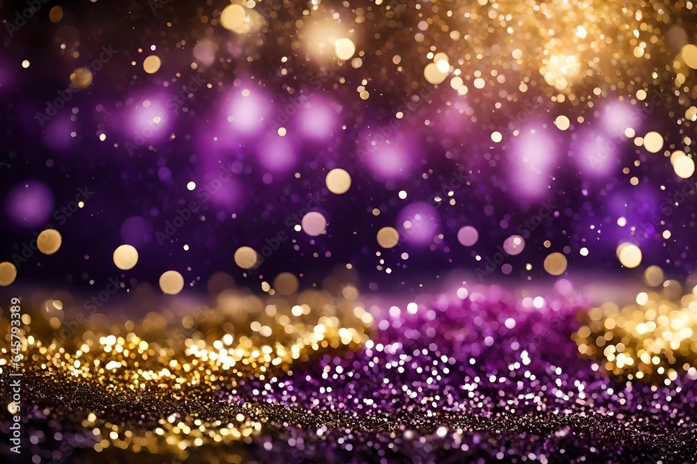Defocused glitter background golden and purple color