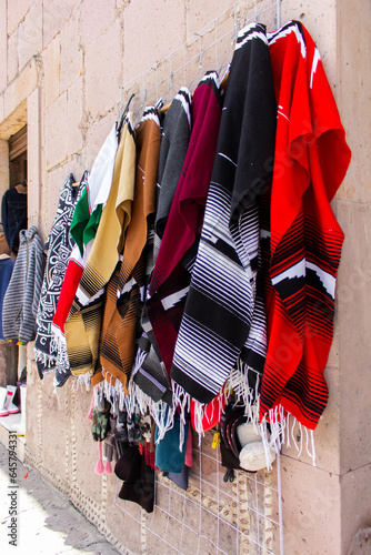 Zarapes mexicanos en una tienda de México.