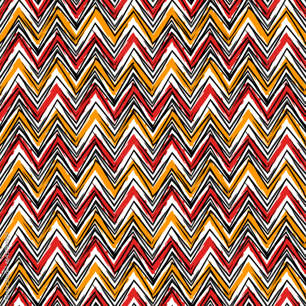 Ethnic seamless pattern. Freehand zigzag stripes print. Boho chic design background. Tribal wallpaper. Brush wavy lines. Handdrawn geometric ornament. Chevron backdrop. Indigenous image. Vector art. Ethnic seamless pattern. Freehand zigzag stripes print. Boho chic design background. Tribal wallpaper. Brush wavy lines. Handdrawn geometric ornament. Chevron backdrop. Indigenous image. Vector art.