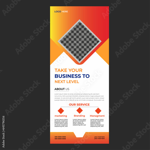 Roll up banner design template, vertical, abstract background, pull up design, modern x-banner, rectangle size.