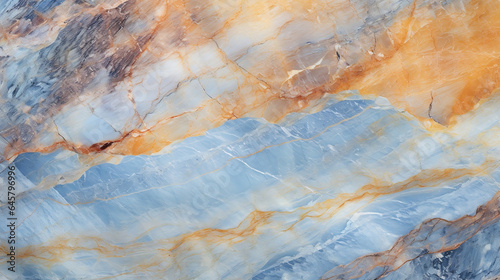 Natural Marble Symphony in Blue and Gold, Eco-Friendly Craftsmanship, Featuring Fine Lines and Delicate Curves in Light Indigo and Amber Tones, Texture, Wallpaper - Generative AI