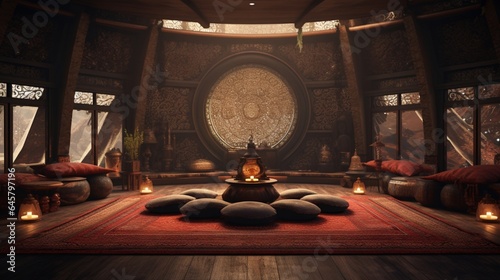 A blend of Eastern and Western aesthetics in a meditation space