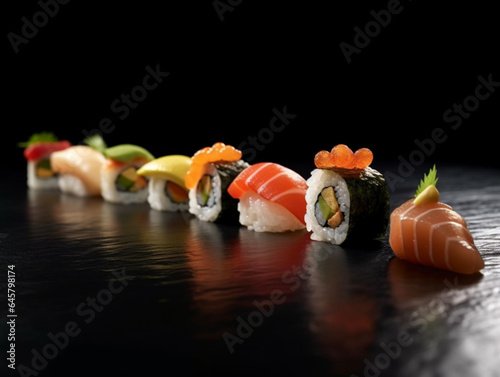 Lenoir sushi contrail pretentious french food art, generative ai photo