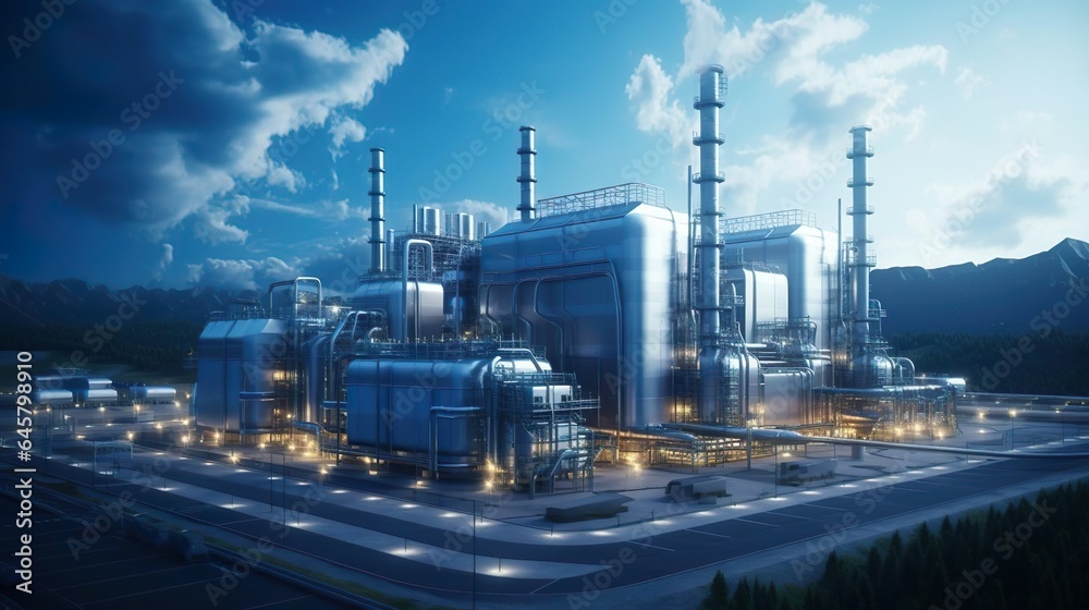 Fototapeta premium Hydrogen plant Modernized electrical station