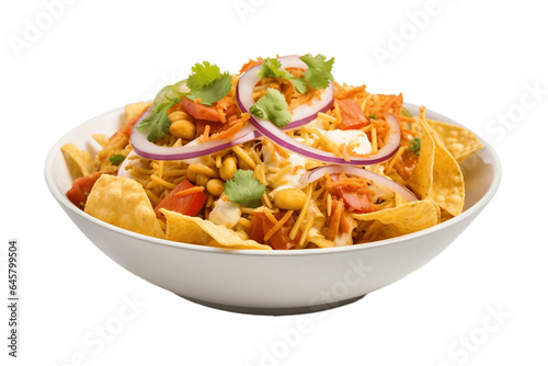 Bhel Puri on Plate with Transparent Background. AI