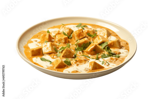 Shahi Paneer Plated with a Transparent Background. AI