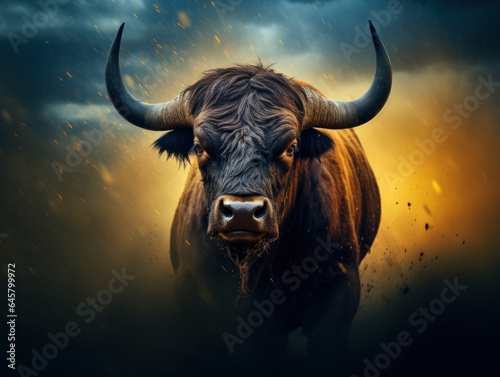 Bull in its Natural Habitat, Wildlife Photography, Generative AI © Vig