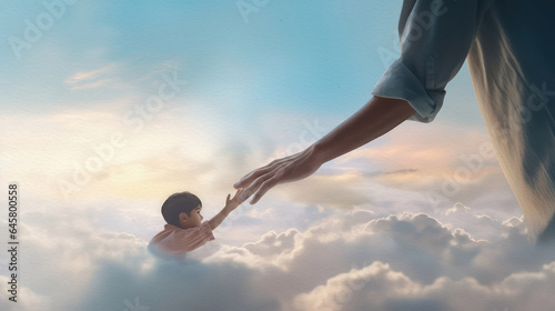 Son and father together, trust concept, generative ai