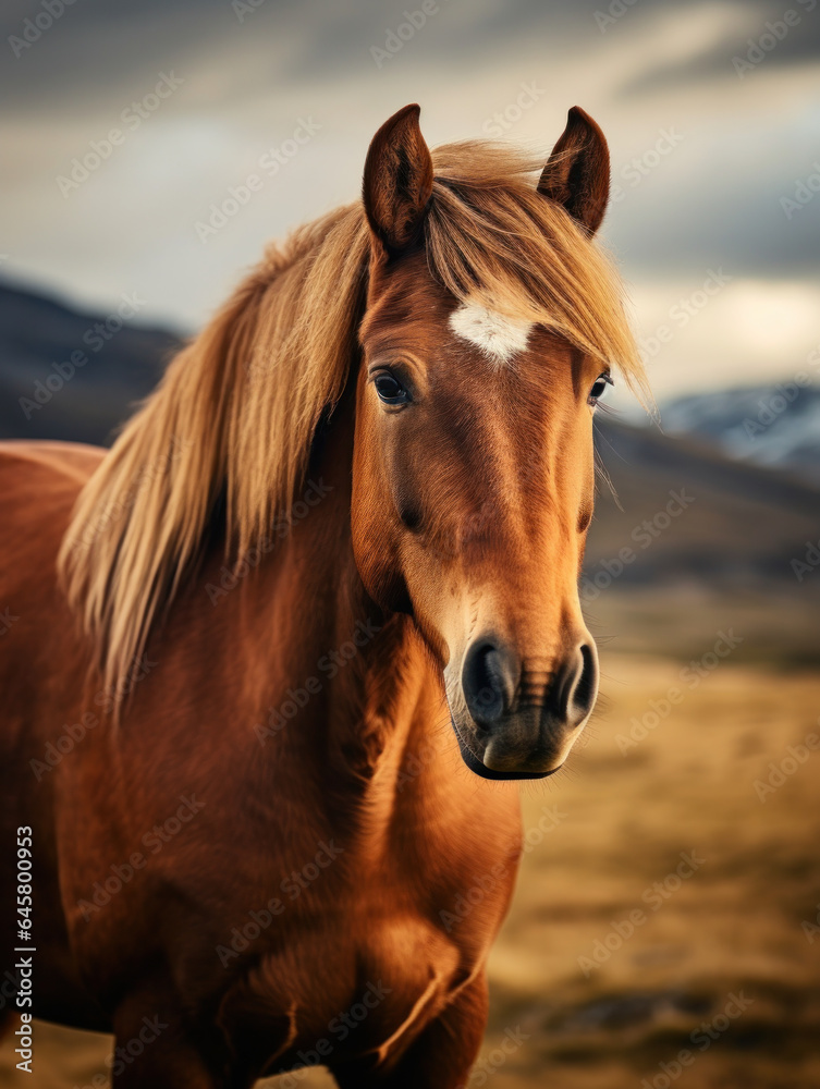 Obraz premium Horse in its Natural Habitat, Wildlife Photography, Generative AI