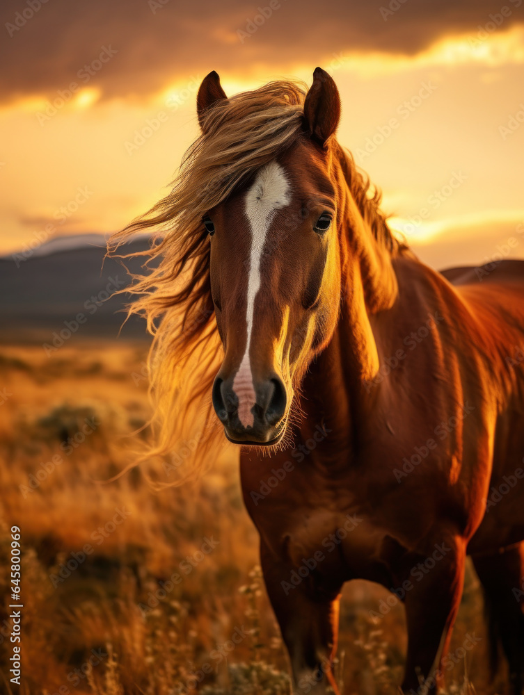 Horse in its Natural Habitat, Wildlife Photography, Generative AI Horse in its Natural Habitat, Wildlife Photography, Generative AI