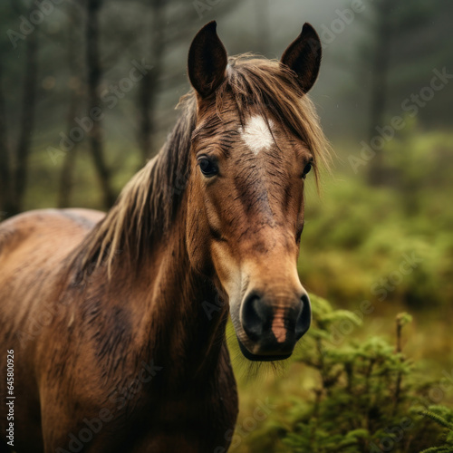 Horse in its Natural Habitat, Wildlife Photography, Generative AI © Vig