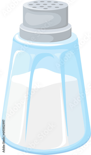 Glass salt shaker. Cartoon cooking spice icon
