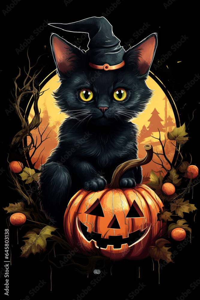 Halloween cat logo (greeting card, flyer etc.) Halloween cat logo (greeting card, flyer etc.)