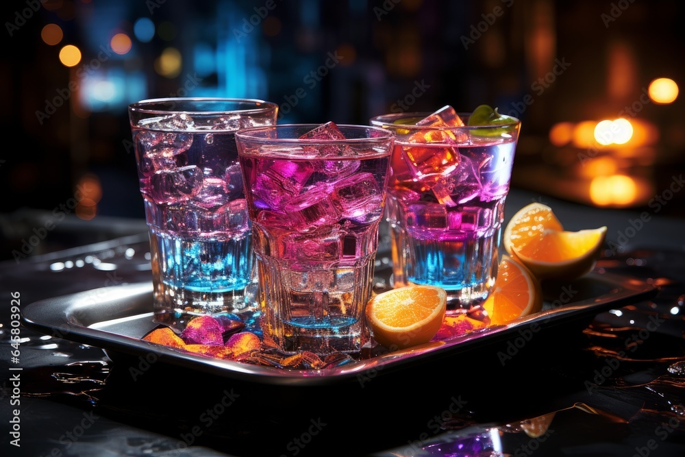 luxurious cocktail glasses in a nightclub luxurious cocktail glasses in a nightclub