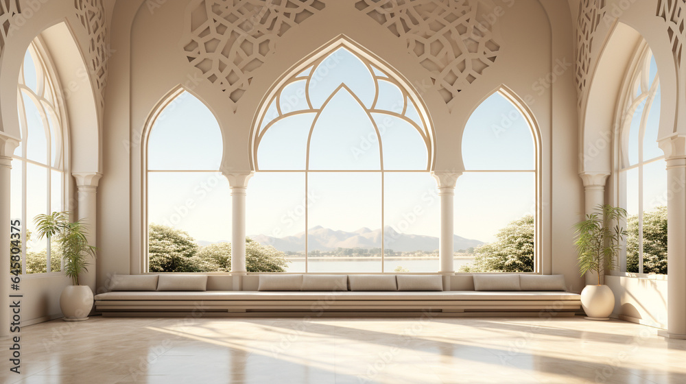 mosque interior, islamic architecture and room with window