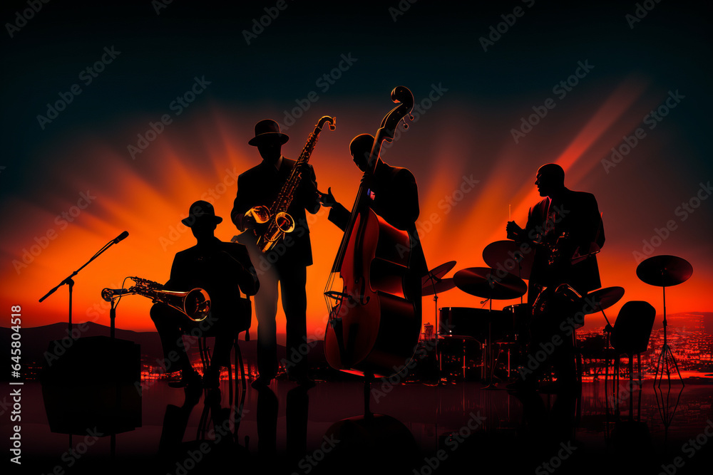 Fototapeta premium Silhouette of a jazz concert