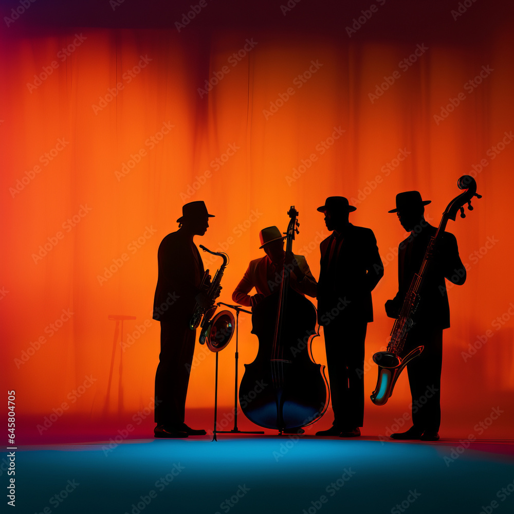 Fototapeta premium Silhouette of a jazz concert