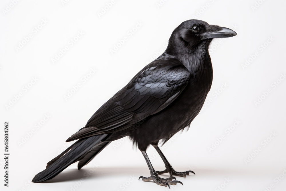 Close-up studio portrait of American Crow Corvus brachyrhynchos. Blank for design Close-up studio portrait of American Crow Corvus brachyrhynchos. Blank for design