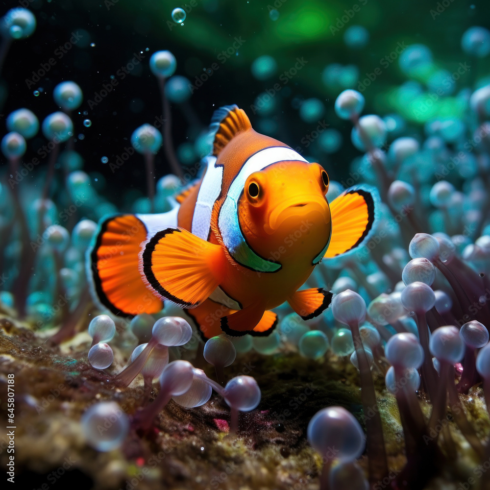 Fototapeta premium Clown Fish in its Natural Habitat, Wildlife Photography, Generative AI