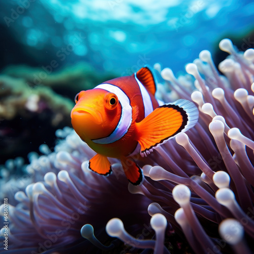 Clown Fish in its Natural Habitat, Wildlife Photography, Generative AI © Vig