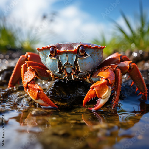 Crab in its Natural Habitat, Wildlife Photography, Generative AI photo