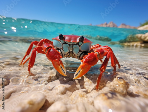 Crab in its Natural Habitat, Wildlife Photography, Generative AI © Vig