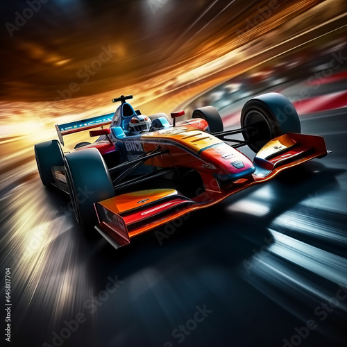 A racing car passes the track, with motion blur background © Guido Amrein