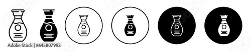 soy sauce icon. Food caviar bottle flask symbol. Cooking Soybean oil container vector. Rice liquid flavor glass bottle sign.