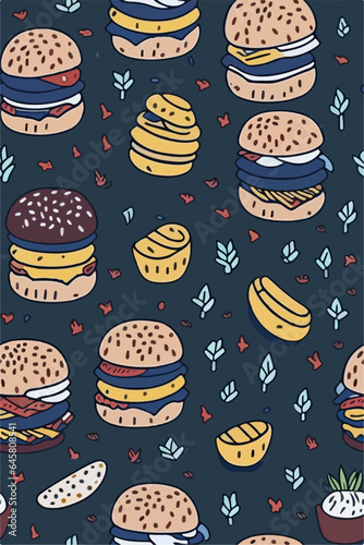 1970s Fast Food Fun, Vertical Burger Pattern
